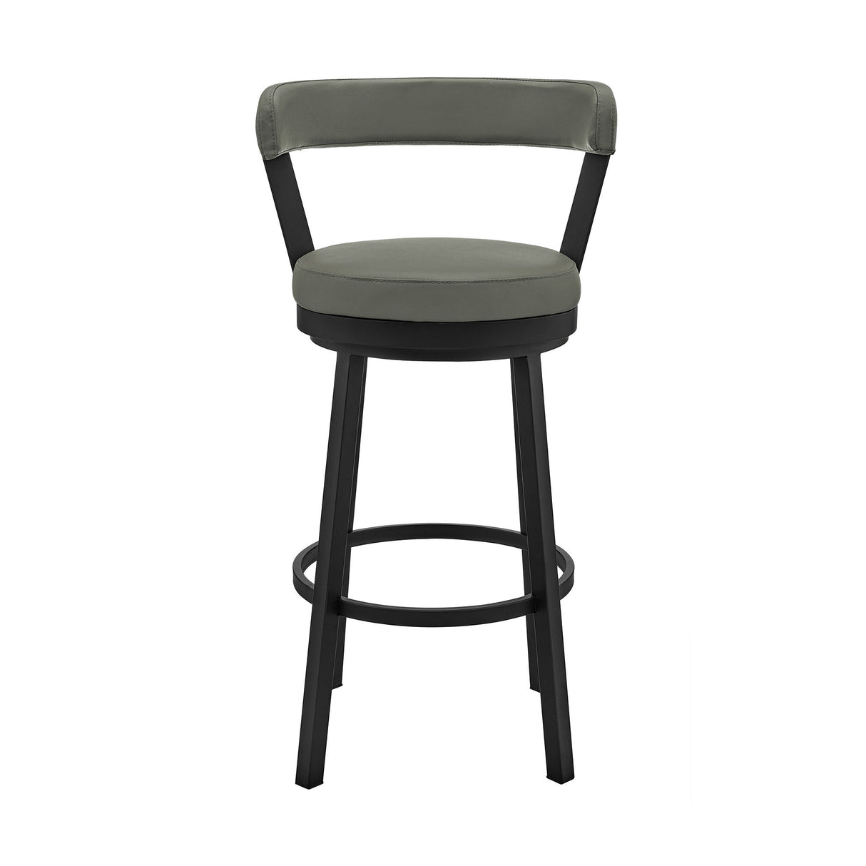 Bryant - 26" Counter Height Swivel Bar Stool - Black Finish And Gray Faux Leather