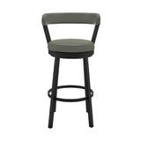 Bryant - 26" Counter Height Swivel Bar Stool - Black Finish And Gray Faux Leather