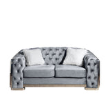 2 Seater Loveseat Sofa With Button Tufted Diamond Grid & 2 Pillows For Living Room