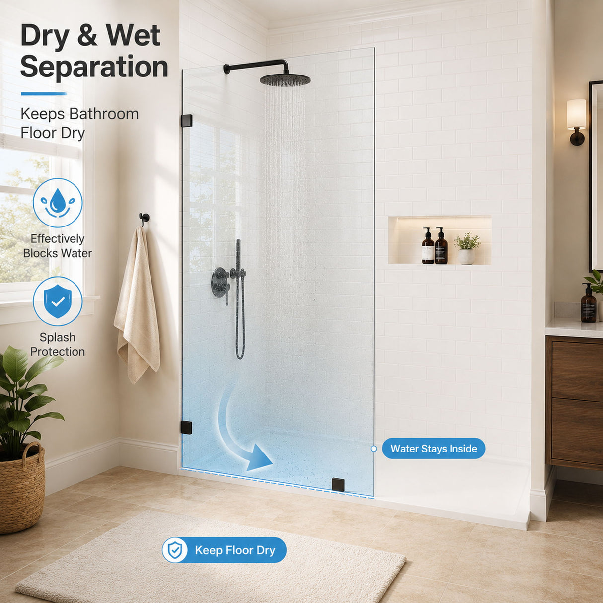 Frameless Walk-In Shower Glass Panel