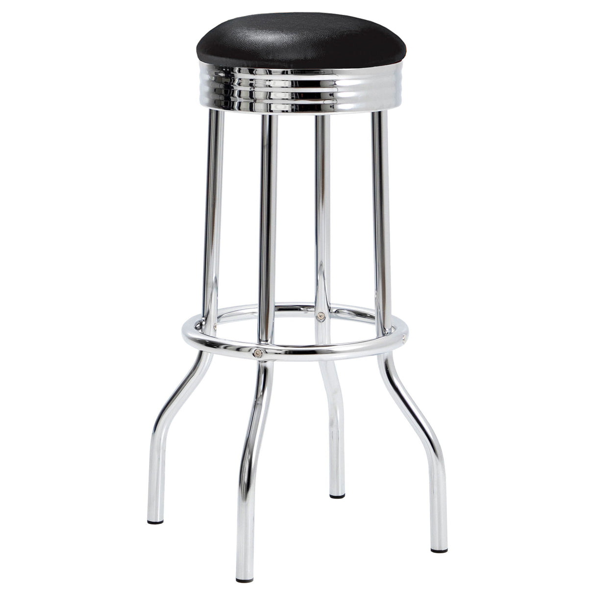 3 Piece Round 1950S Bistro Pub Bar Table Set - Black