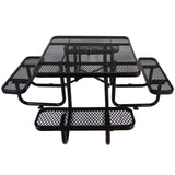 Square Outdoor Steel Picnic Table, With Umbrella Pole