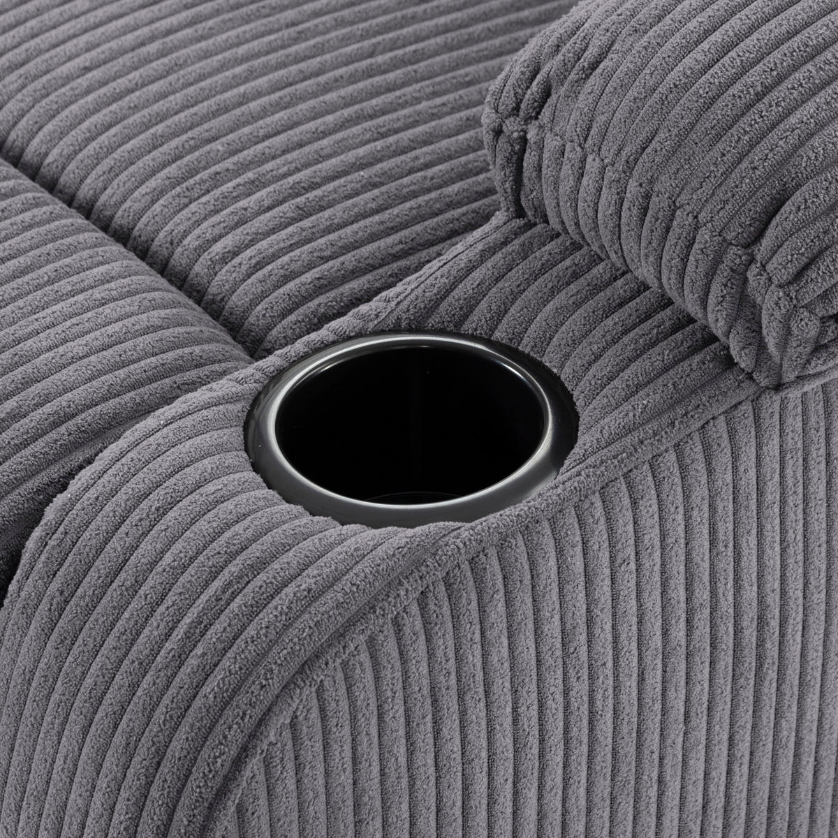 Adjustable Manual Recliner, Ergonomic Lounge Chair With Phone Holder And 2 Cup Holders