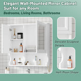 Wall Mounted Mirror Medicine Cabinet, Bathroom Storage With Doors And Open Shelves