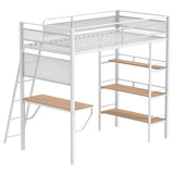 Campus Twin Loft Bed with Desk and 3 Shelves - Matte White - Bunk & Loft Beds available at Alpine Outlets in Denver