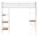 Campus Twin Loft Bed with Desk and 3 Shelves - Matte White - Bunk & Loft Beds available at Alpine Outlets in Denver