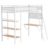 Campus Twin Loft Bed with Desk and 3 Shelves - Matte White - Bunk & Loft Beds available at Alpine Outlets in Denver
