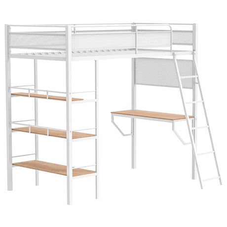Campus Twin Loft Bed with Desk and 3 Shelves - Matte White - Bunk & Loft Beds available at Alpine Outlets in Denver