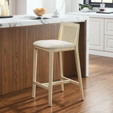 Cane Rattan Back Wood Counter Stool - Stools available at Alpine Outlets in Denver