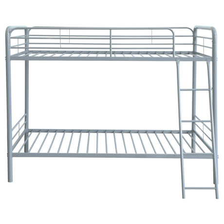 Carson Twin Over Twin Metal Bunk Bed - Glossy Silver - Bunk & Loft Beds available at Alpine Outlets in Denver