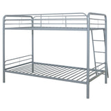 Carson Twin Over Twin Metal Bunk Bed - Glossy Silver - Bunk & Loft Beds available at Alpine Outlets in Denver