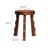 Carved Mango Wood Stool with Wavy Legs – Walnut 14 Inch - End & Side Tables available at Alpine Outlets in Denver
