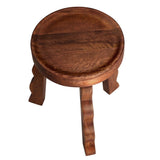 Carved Mango Wood Stool with Wavy Legs – Walnut 14 Inch - End & Side Tables available at Alpine Outlets in Denver