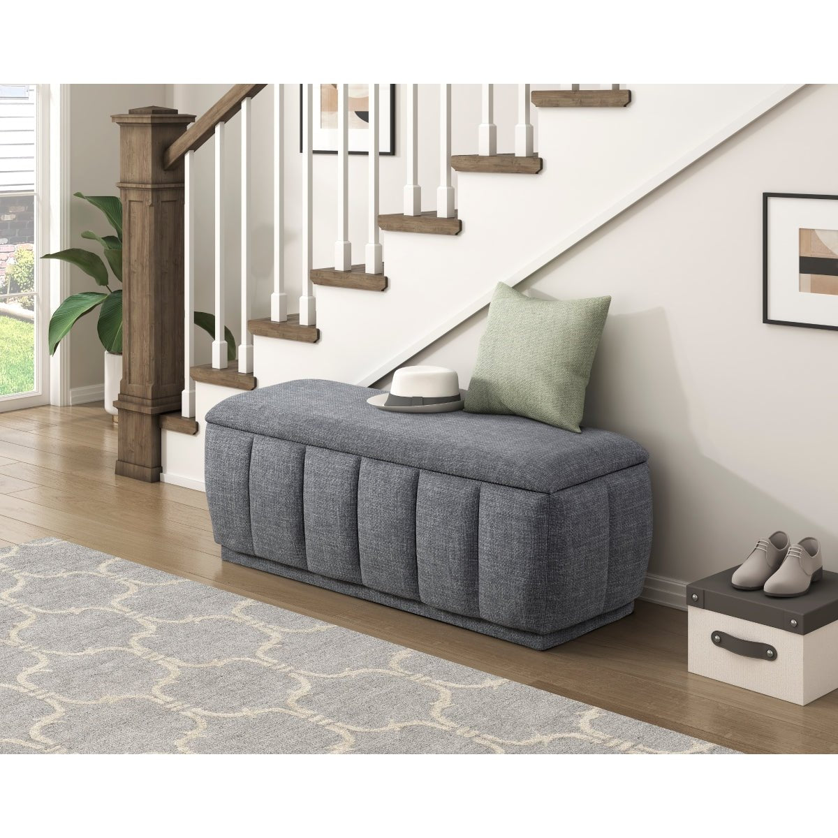 CAVINAS Modern Lift-Open Top Ottoman Bench with Internal Storage, Upholstered Storage Bench - Bedroom Furniture - Alpine Outlets
