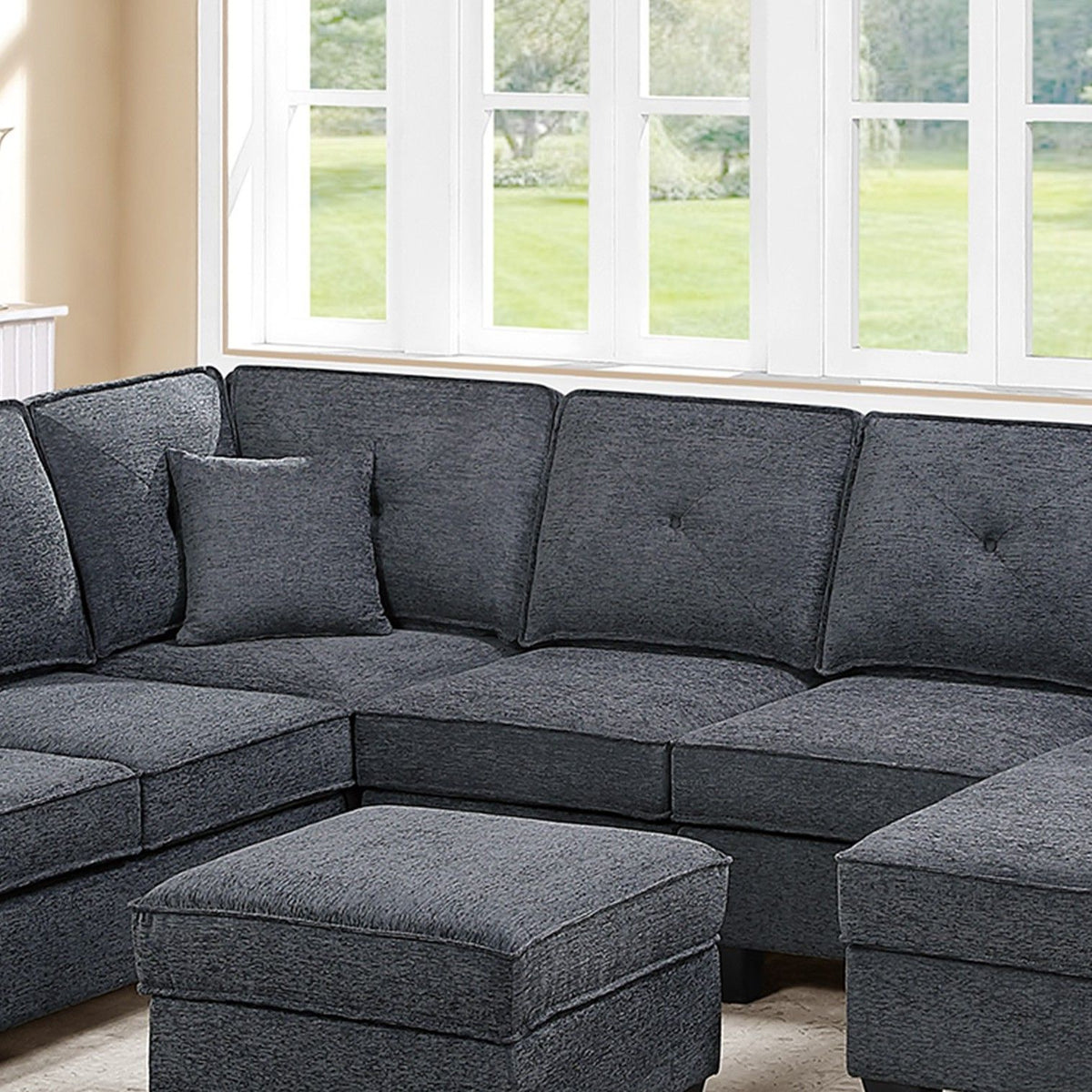 5 Piece Sectional Set With USB Port And Ottoman