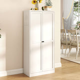 Kitchen Pantry Cabinet Adjustable Storage With 4 Shelves, Heavy Duty Freestanding Pantry Organizer - White