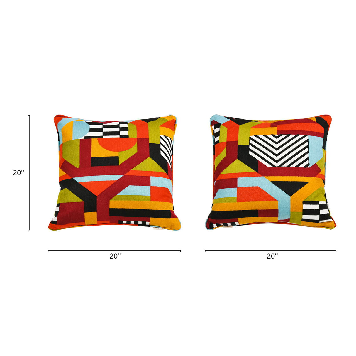 La Broderie - Square Embroidered Throw Pillow & Feather Down Insert - Colorpop Multicolored Embroidery - Throw Pillows - Alpine Outlets