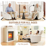 270° Power Swivel Rocker Recliner Chair With Phone Holder, Electric Glider Reclining Sofa With USB Ports For Living Room Bedroom - Beige