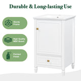 Freestanding Bathroom Vanity With Sink, Soft Closing Door, Drawer Storage - White