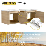 Wall Mounted Bathroom Vanity With Sink And Storage Shelves, Soft Close Doors