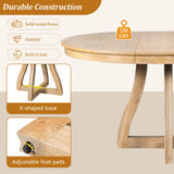 Round Extendable Dining Tabl, Middle Leaf, Curved Legs