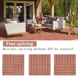 Plastic Interlocking Deck Tiles, Patio Flooring Outdoor Waterproof All Weather Use For Garden Poolside Front / Back Yard (Set of 44) - Mahogany