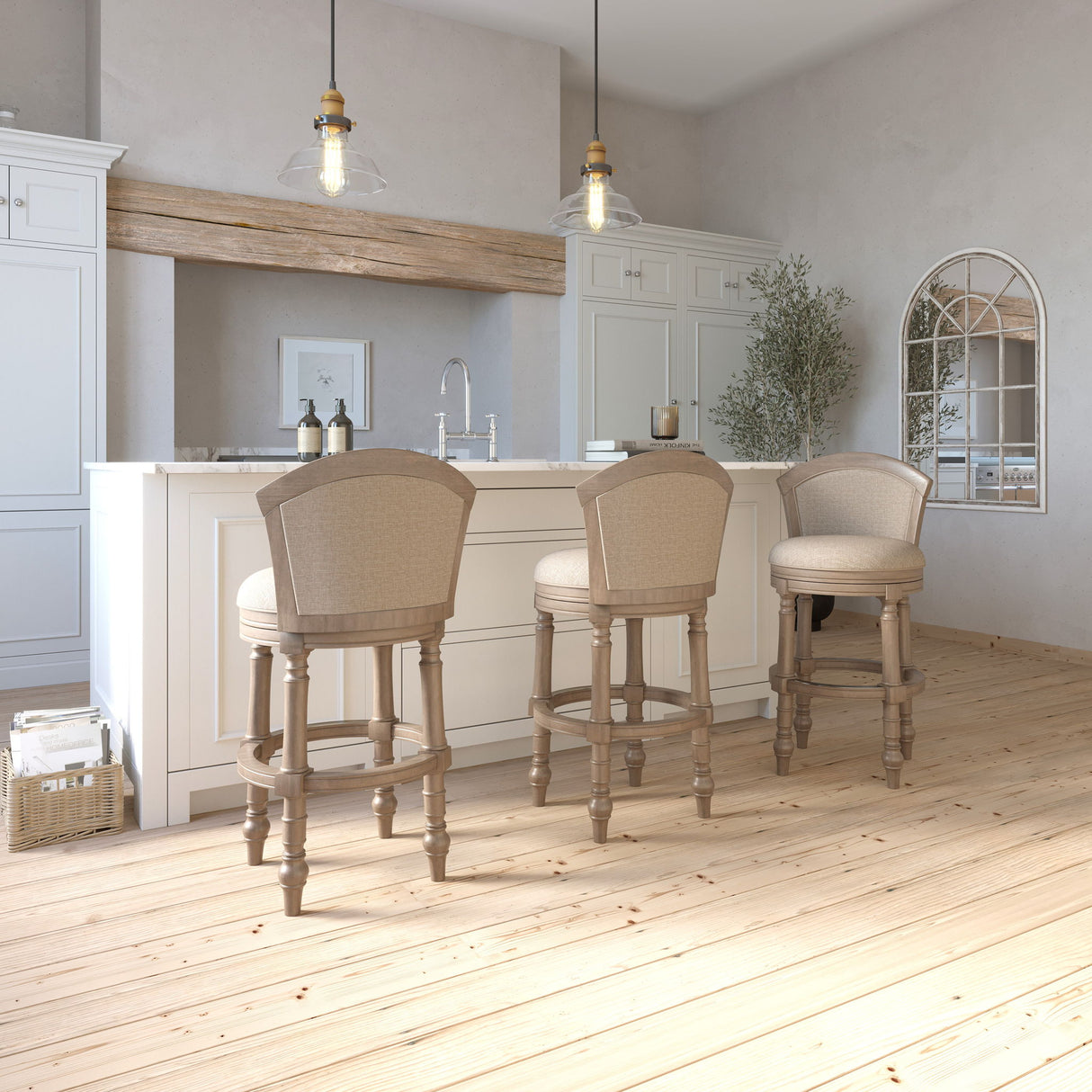 Barrel Back Stool With Swivel