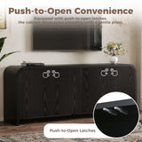 Curved Edge TV Stand With Large Cabinets