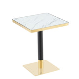Square Dining Table & Pedestal For Kitchen - Black / Gold / White