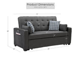 William - Sleeper Sofa With 2 USB Charging Ports And 4 Accent Pillows - Gray