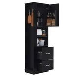 Freestanding Bathroom Storage Cabinet With Adjustable Shelves And Side Hooks Board, Rectangle Design