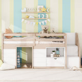 Low Loft Bed With Stair, Drawer, And Shelf