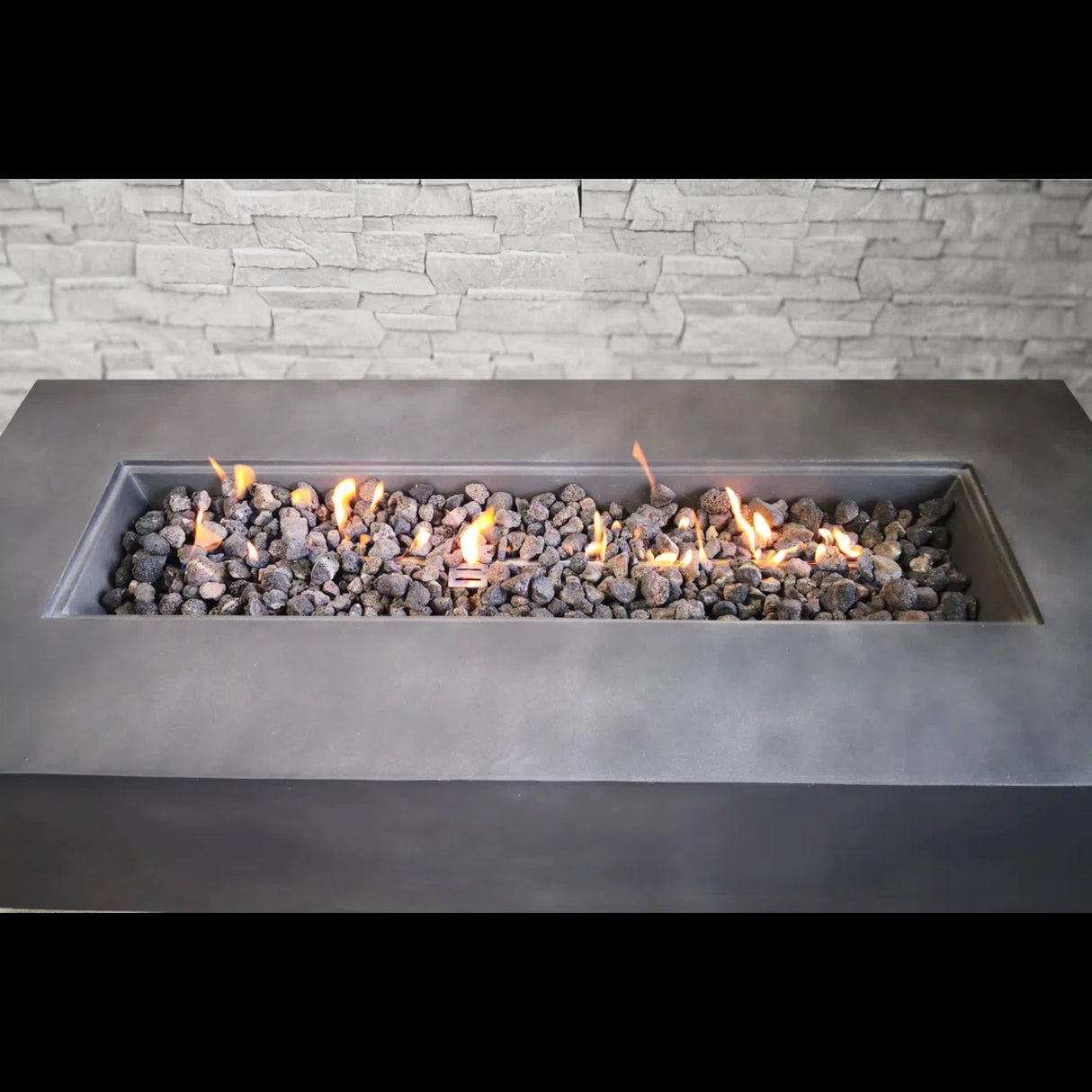 Propane Fire Pit Table Outdoor Heater Concrete 42x16in Dark Gray