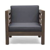Outdoor Acacia Wood Patio Chair With Fabric Cushion