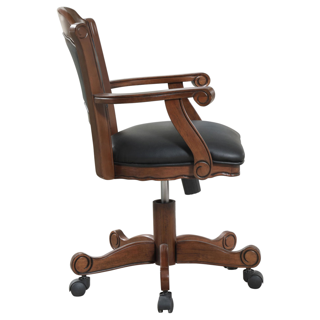 Upholstered Game Chair With Caster Wheels - Black