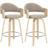 Daxton - Swivel Counter Height Round Back Wood Bar Stool With Faux Leather Seat