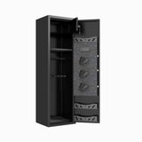 Large Capacity Mechanical Gun Safe For Rifles & Handguns, Digital Password Lock, Built In Independent Lock Box, Adjustable Shelves - Black
