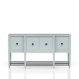 Breakfront Sideboard Buffet Cabinet with Storage in Wood 68x36in Light Blue