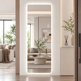LED Full Length Mirror With Frosted Edge Lighting, 3 Color Temperatures