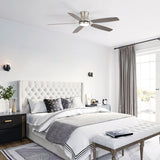 42" Low Profile Ceiling Fan With Light, 18W Dimmable LED, Reversible DC Motor, Quiet Operation, 5 Blades, Remote Included - Silver