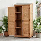 Outdoor Storage Shed With Top Tall Vertical Tool Cabinet - Gold