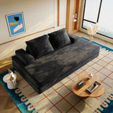 Multifunctional Convertible Sofa Bed With 2 Tumbler Backrests And 2 Pillows, Deep Seat Couch