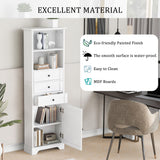Tall Storage Cabinet With 3 Drawers And Adjustable Shelves For Bathroom