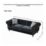 Chesterfield Upholstery Fabric Sofa With Roll Armrest & Nailhead, Mid Century Modern 3 And 3 Seater Couch
