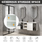 Wall Mounted Bathroom Vanity With Sink, Soft Close Doors, Cabinet & Half Door