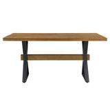 Farmhouse Style X Shaped Legs Dining Table With Moulded Details - Brown