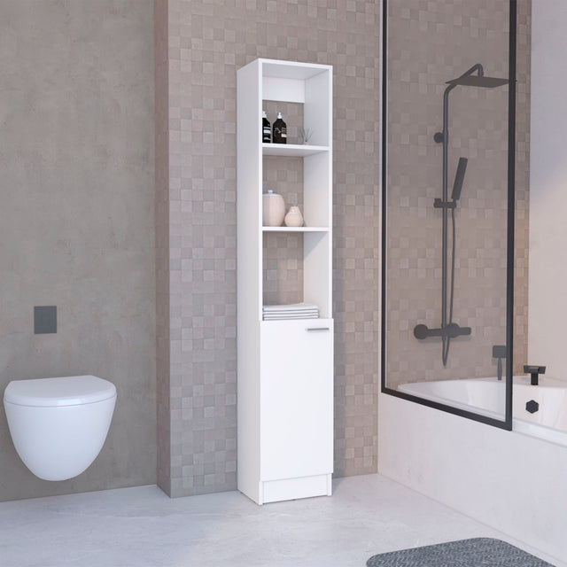 Linen Cabinet, 1 Door, 6 Shelves - White - Linen Cabinets - Alpine Outlets