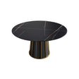Modern Artificial Stone Round Metal Iron Base Dining Table, Can Accommodate 6 People (Not Including Chairs.) - Black - Dining Tables - Alpine Outlets
