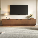 TV Stand, Entertainment Center With Fluted Door & Cable Management, Soft Closing Hinges - Walnut