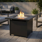 Outdoor Fire Pit Table Patio Heater Rectangular Steel 22x25in Black